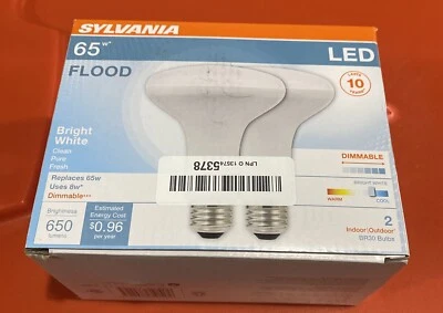 Sylvania LED 65 W Equiv Dimmable Soft White BR30 Flood Light Bulbs 2 PACK NEW - Image 1 of 3