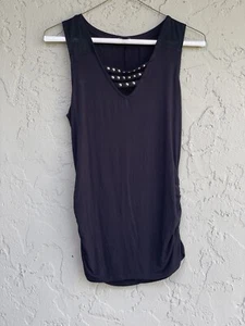 Rock & Republic Studded Sleeveless Top Black Women’s Size Small V Neck - Picture 1 of 9