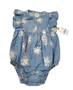 Oshkosh Baby Girl Romper Denim Floral NWT $24.00 - Picture 1 of 3