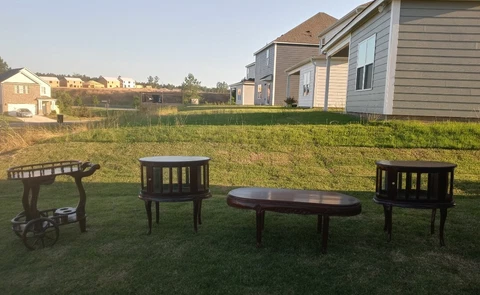 Antique Queen Anne Style Solid Mahogany Coffee Table Set Cover