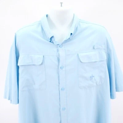 Guy Harvey 2XL Blue Vented Fishing Shirt Short Sleeve Pocket Button Down - Image 1 of 4