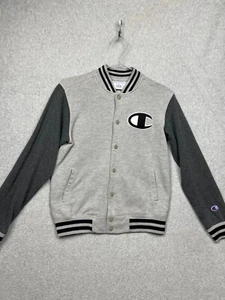 Vintage Y2K Champion Varsity Snap Button Jersey Jacket Youth Boys L Gray Sport - Picture 1 of 9