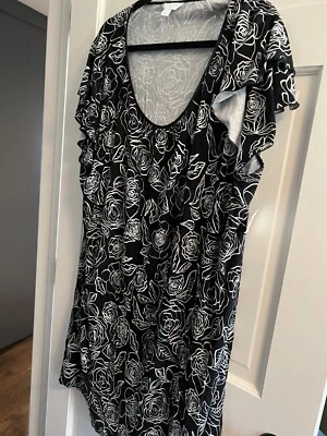 Charter Club intimates 3X 黑白玫瑰 全新 睡袍 睡衣 漂亮 — 第 1/2 张图片