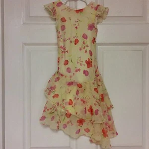 Girls Dressy Dress Size 5-6 Yellow Pink Asymmetrical Hem Floral Girl Tribe 27 - Picture 1 of 8