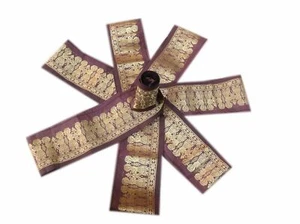 ANTIQUE SAREE BORDER VINTAGE PURE SILK THREAD WOVEN DESIGN TRIM LACE -160 - Picture 1 of 10