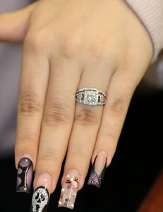 Ladies 14K Gold 1 CTW Round Diamond Halo Pave Bridal Ring Set Appraised $4000 - Picture 1 of 12