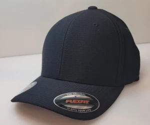 NW Sticker Flexfit Yupoong Cool & Dry Men's Baseball Cap Black with Gray - Picture 1 of 3