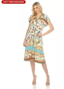 Johnny Was Los Angels Felix Floral Cap Sleeve Trapeze Dress Boho T34123 - Picture 1 of 7
