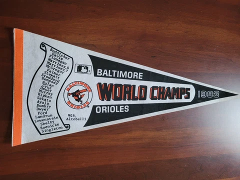 MLB Baltimore Orioles Vintage 1983 AL Champions Team Logo Roster Pennant Cover