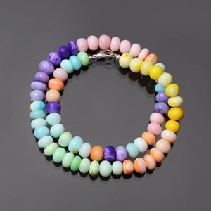 Hermoso Collar Multicolor Ópalo Caramelo - Cuentas Rondelle 8-9mm - Regalo Para Mujer - Imagen 1 de 8