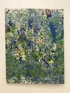 Pintura Acrílica Abstracta Original - 28x36” Arte en Lienzo Firmado “Verdant Reverie” - Imagen 1 de 8
