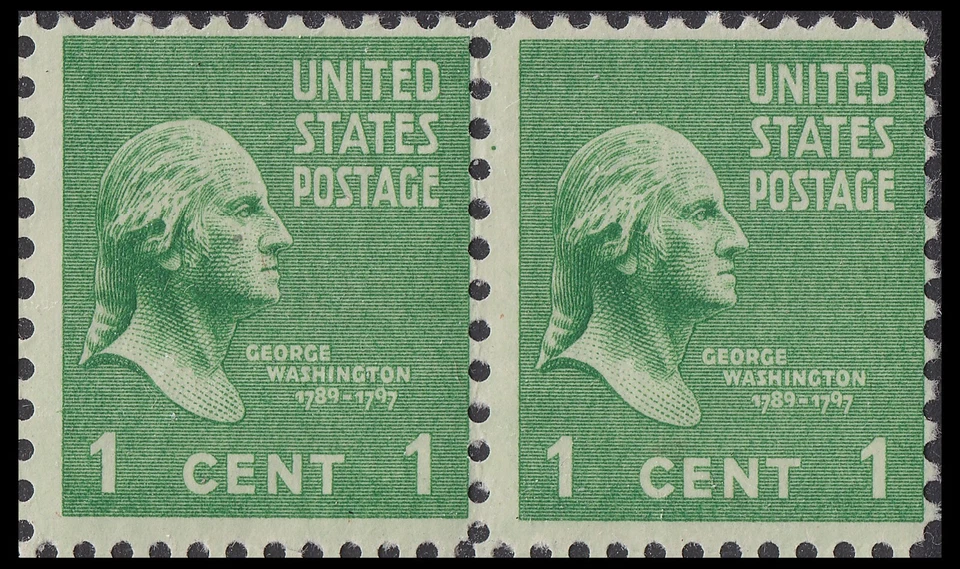 US 804 Presidential George Washington 1c horz pair MNH 1938 - Image 1 of 1
