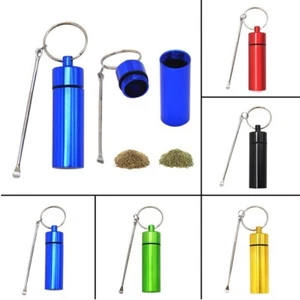 Portable Pill Box Bottle Holder With Metal Spoon Pill Organizer Medicine Case - Picture 1 of 14