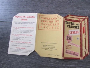 Canada & USA Holidays Canadian Pacific Tours & Cruises Fold Out c 1937 Leaflet - Foto 1 di 12