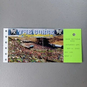 Boleto de concierto Dave Matthews Band 2003 The Gorge Amphitheater Ticket Collector - Imagen 1 de 6