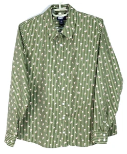 NEW LANDS' END Women's Cotton Blouse Long Sleeve Floral Striped Multicolor 10P - Picture 1 of 15