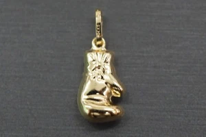 14K Solid Yellow Gold Boxing Glove Charm Pendant. - Picture 1 of 7