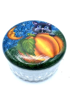 Vintage handbemalte Halloween Kürbis/Katze Süßigkeiten Schüssel 5" signiert Volkskunst - Bild 1 von 7