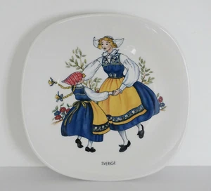 Rorstrand Swedish Decorative Plate Square Swedish National Costume 7-3/4" - Picture 1 of 8