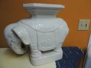 Vintage Elephant 15"x18" Stoneware/ Ceramic Garden Stool Side Table Plant Mudman - Picture 1 of 12
