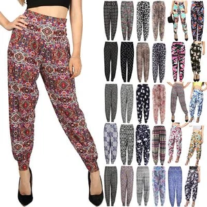 New Floral Printed Ali Baba Bottoms Harem Pants Trousers Womens Leggings - Picture 1 of 12