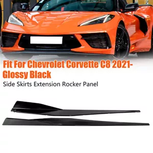 For 2020 2021 2022 2023 2024 Corvette C8 Side Skirts Graphic Overlay Decal Black - Picture 1 of 9