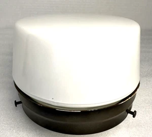 Vintage White Glass Flat Bottom Design Ceiling Light Fixture 6-1/2" Diameter - Picture 1 of 13