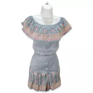 Boutique Campensina Savanna Jane Mono Azul Brillante Floral Bordado - Imagen 1 de 8