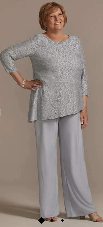 Oleg Cassini Mother of the Bride Plus Size Pant Suit Asymmetrical Top (Formal) Foto 1 de 1