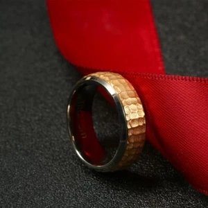 7mm Available Pure Titanium Ring with Hammer Finish Comfort Fit Male Female Band - Picture 1 of 13
