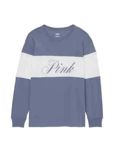 VICTORIA'S SECRET PINK CAMPUS LONG SLEEVE TEE S NWT - Picture 1 of 4
