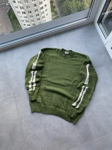 Kapital Olive Bones 5G Knit Sweater Size L PRE-OWNED skeleton y2k - Picture 1 of 12