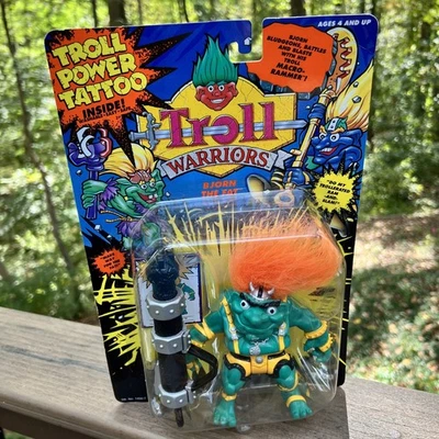 Figura de acción de colección Troll Warriors Bjorn The Fat 1993 Tyco pelo naranja nuevo Foto 1 de 4