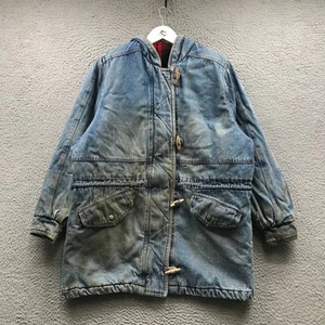 Vintage 90s Rock Creek Denim Lined Jacket Women's L/XL Pocket Full Zip Blue - Picture 1 of 14