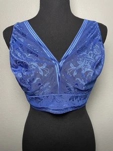 WACOAL Net Effect Soft Cup Bralette Bra 810340 Size 40 Royal Blue Lace NWOT - Picture 1 of 6