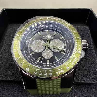 Watch Invicta 39302 Aviator Men 50 MM Stainless steel Gunmetal / Green Band - Image 1 of 4