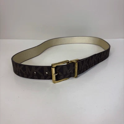 Michael Kors Brown Monogram/ Gold Leather Reversible Belt 42" - Image 1 of 4
