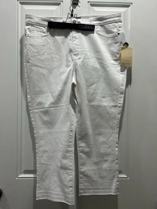 Jeans donna NYDJ bianco Chloe Capri sfilacciato alla caviglia nuovo con etichetta taglia 16 - Foto 1 di 14