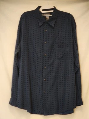 Crazy Horse Dress Shirt Mens  XL  Sleeve Button Down Striped Blue/ Black Rayon  - Image 1 of 4