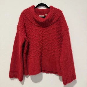 Sleeping on Snow Anthropologie roter kuscheliger Pullover mit Wasserfallausschnitt Größe XL - Bild 1 von 8