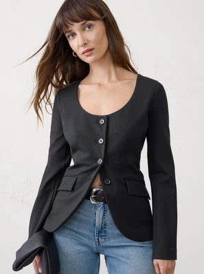 Новый с Ярлыками BANANAREPUBLIC $130 понте верхний, черный, Sz M - Изображение 1 из 4