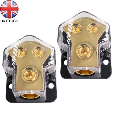 2X 2 Way Distribution Block Power/Ground Splitter 0/4gauge AWG For Car Audio Set - Image 1 of 4