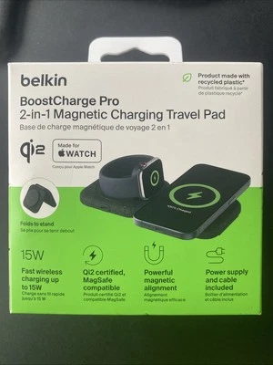  Belkin Boostcharge Pro 2-in-1 Qi2 Magnetic Charging Travel Pad - Image 1 of 4