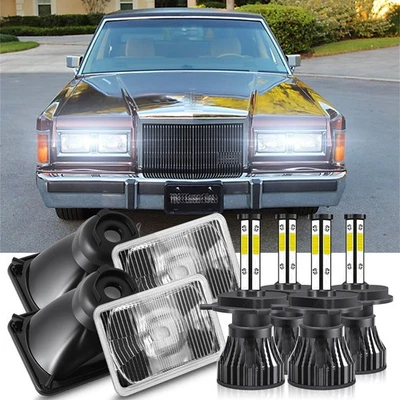 Faros LED de haz alto/bajo 6000 k DOT para Lincoln Town Car 1981-1989 4 piezas 4x6" Foto 1 de 4