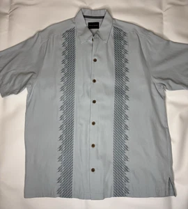Tommy Bahama Herren Seidenmischung geknöpftes Camp Hemd Freizeit hellblau Gr. Large - Bild 1 von 10