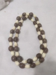 Vintage Hawaii Lei Buri Palme Nuss Pikake Blume Halskette 36" - Bild 1 von 4