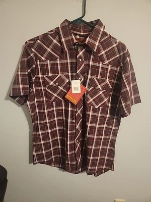 Camisa Rustler X-Long Tails Perla A Presión Para Hombre Grande Rayas Occidental Ligera SS Foto 1 de 4