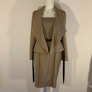 Coast Brown Wool Polyamide Blnd Dress Suit Dres Sz UK 12 Bolero Jacket Sz UK 10 - Picture 1 of 14