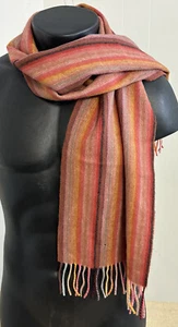 Carraig Donn Galway Ireland Red Multicolor Pure Wool Fringed Scarf 55”x 12" - Picture 1 of 4