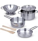 Melissa & Doug Stainless Steel Pots And Pans Pretend Play Kitchen Set For Kids